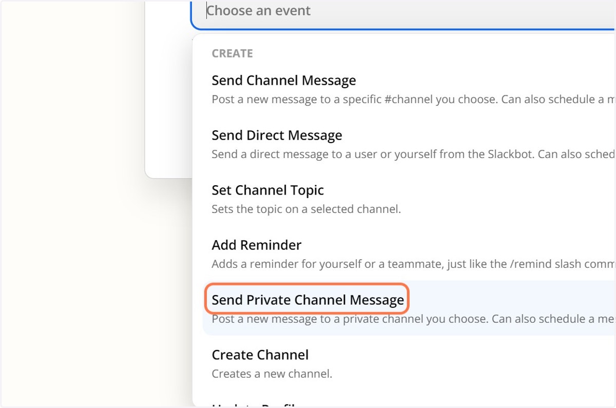 Click on Send Private Channel Message