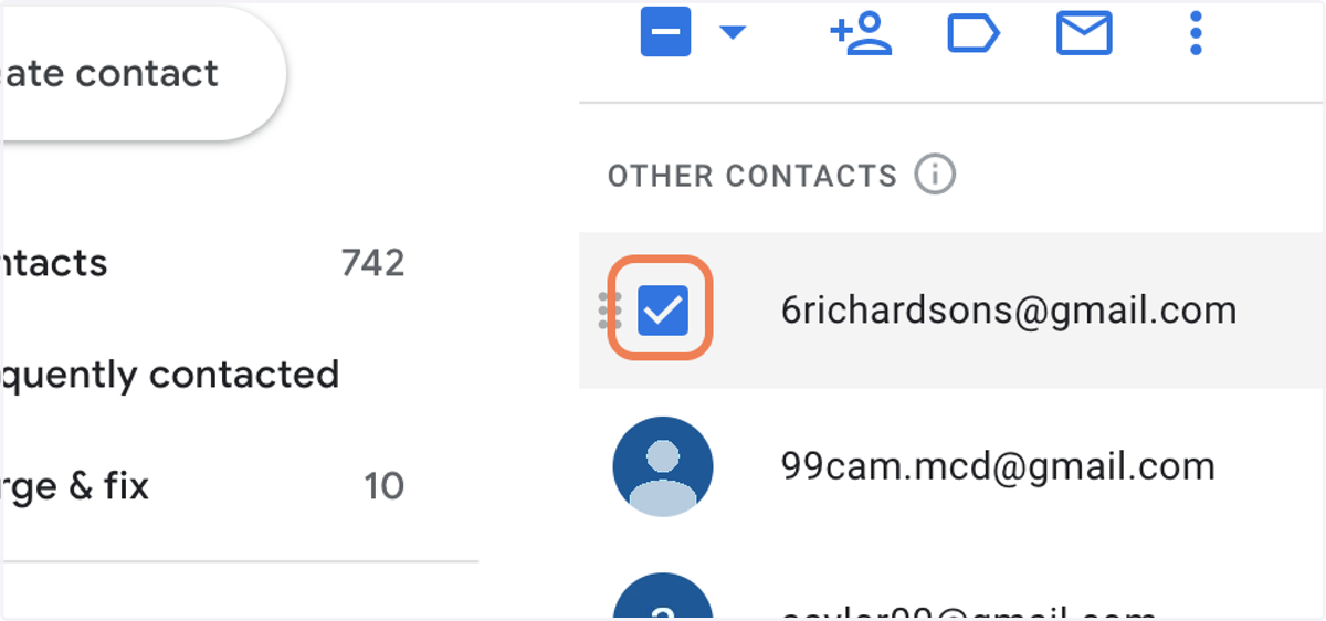 Select the checkbox to the left of the first name