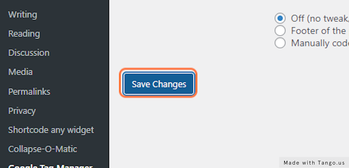 Click on Save Changes
