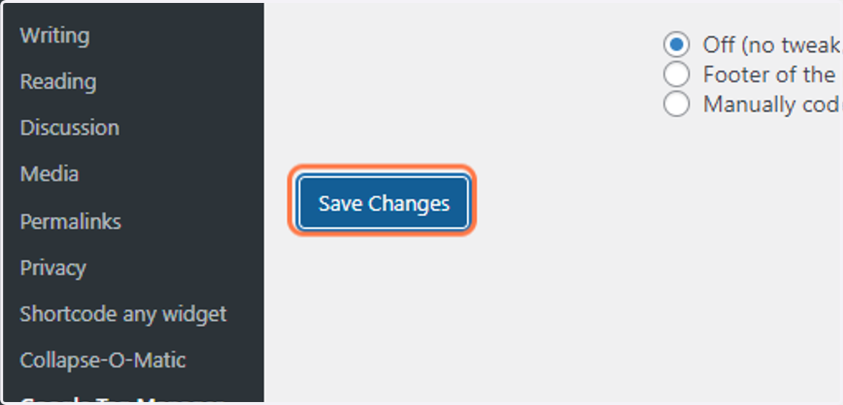 Click on Save Changes