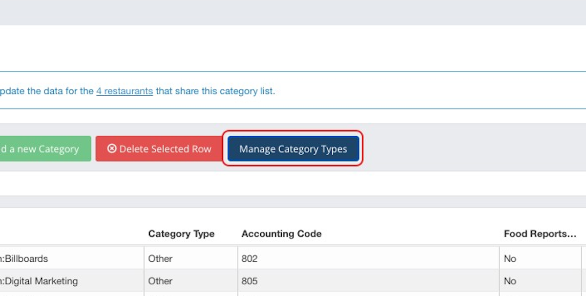 Click on Manage Category Types