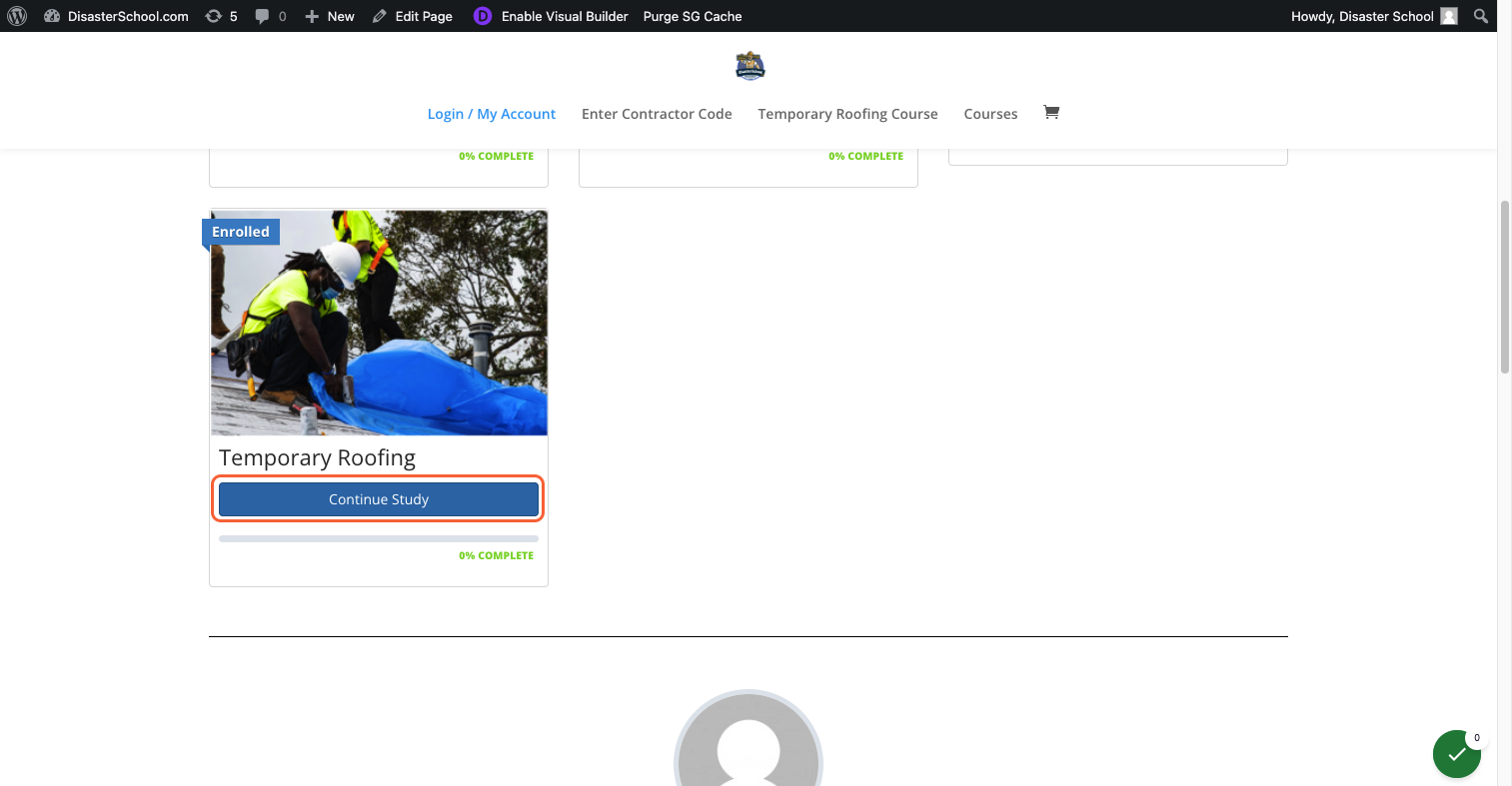 Choose Course & Click Continue Study