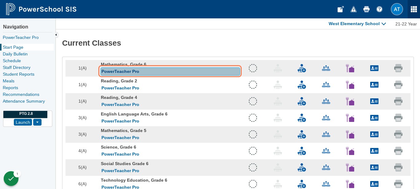 Click on a course for which you enter grades (not homeroom)