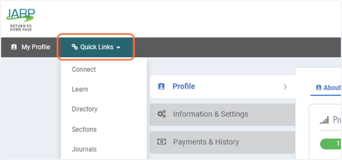 Click on Quick Links