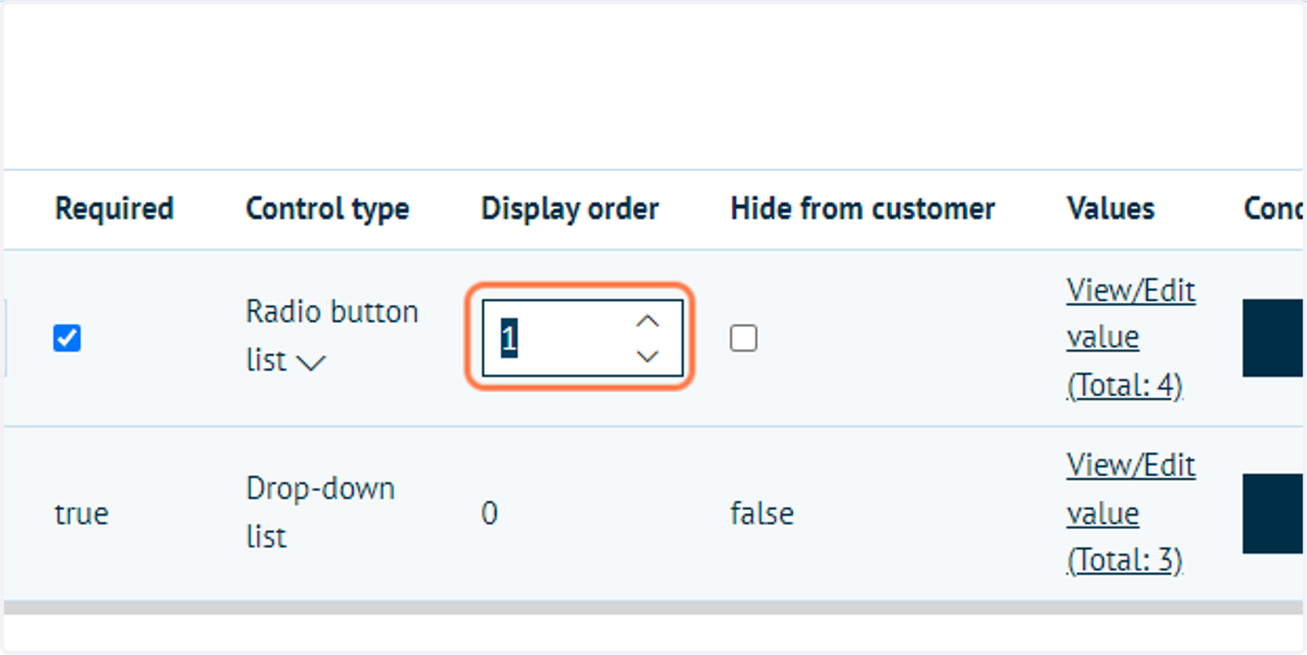 Define a higher display order for the Clothing Size attribute.