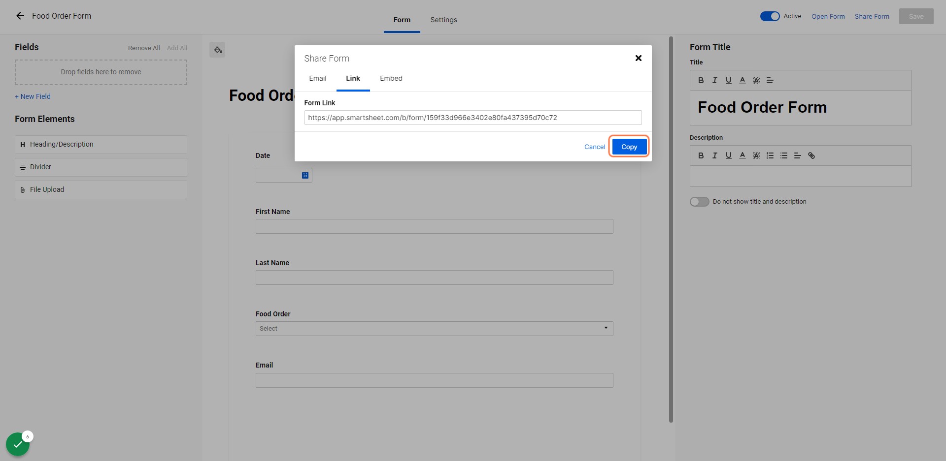 Then, click on Copy.