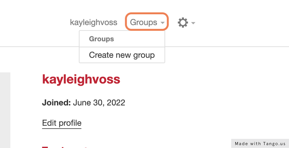 Open the "Groups" drop down at the upper right corner of the page