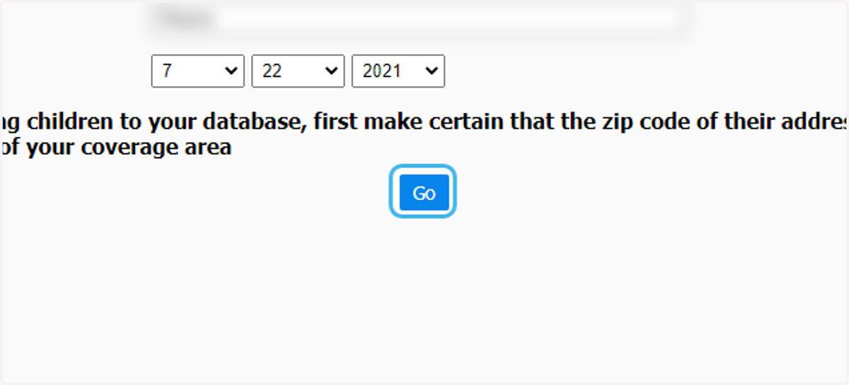 Enter Child Information and click GO
