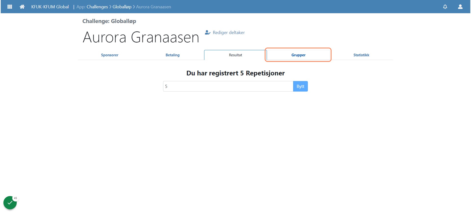 Trykk på fanen Grupper for å administrere hvilke grupper du vil være med i