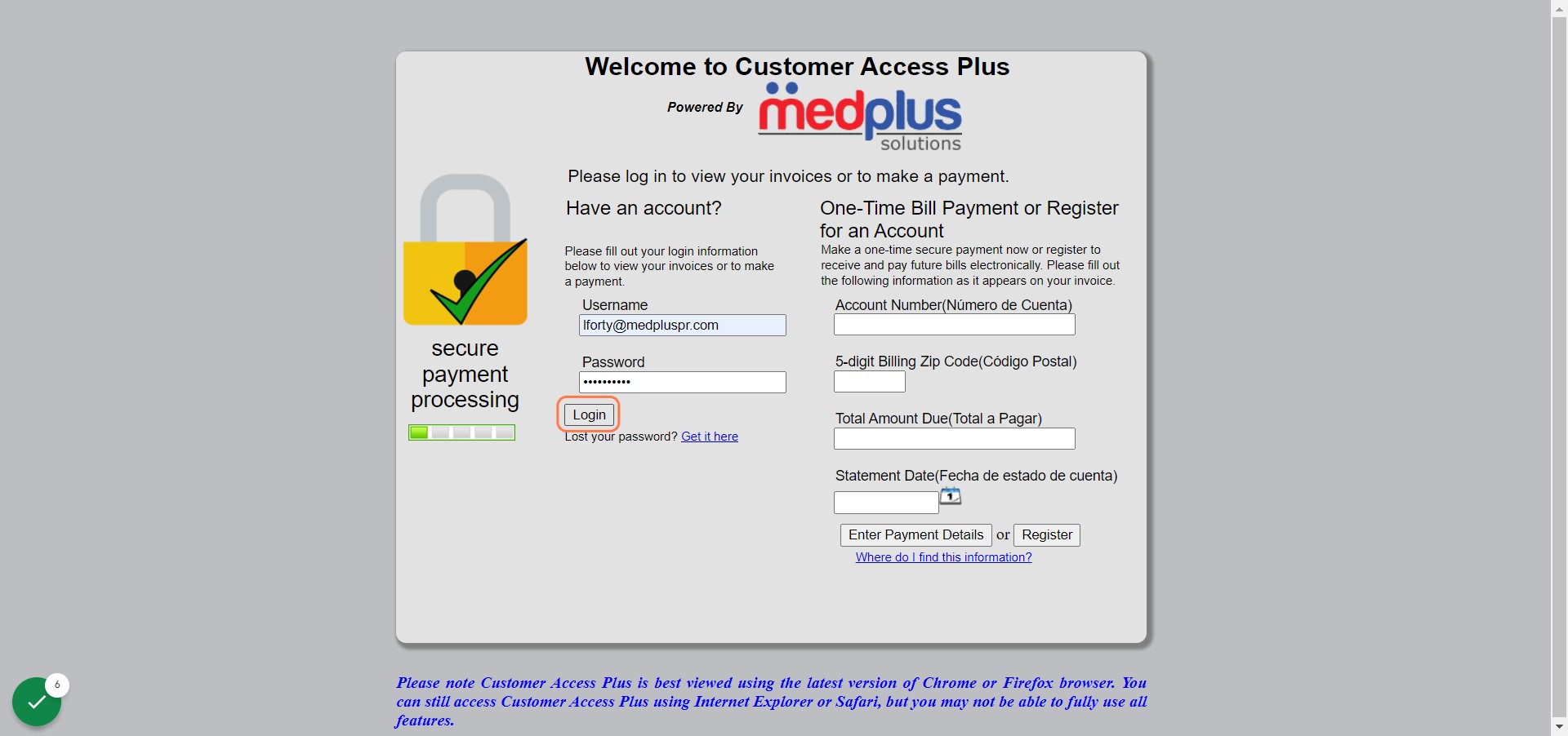 Click en Login