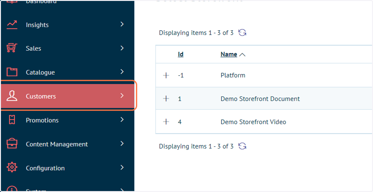 To begin adding a new Storefront Administrator, click on Customers