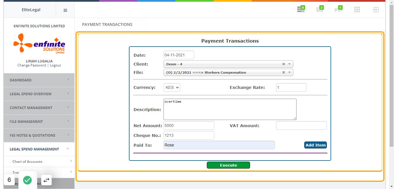 Fill in all the details in the provided fields as shown in the example below