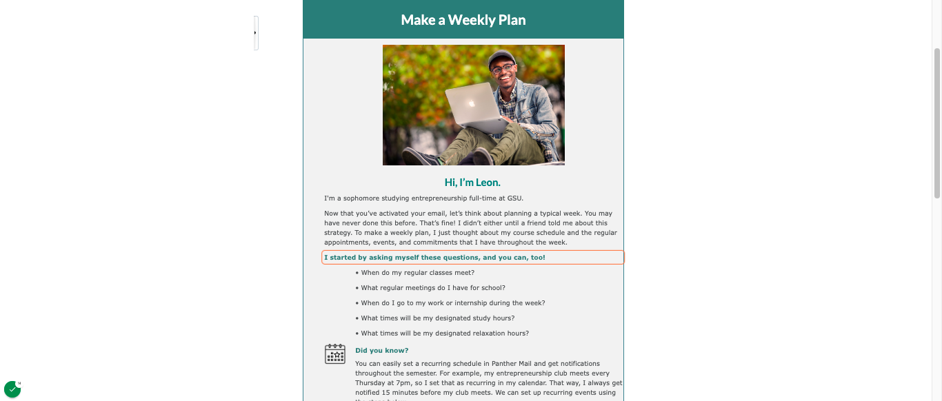 Page Feature: Metacognitive reflection opportunities to support the contextualization of content