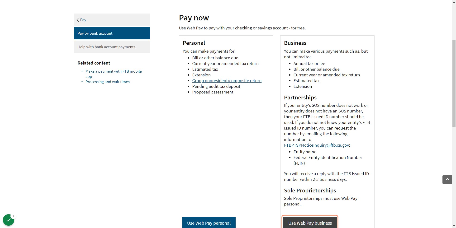 Click on Business Web Pay