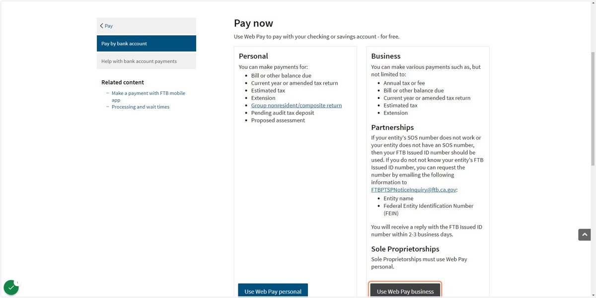 Click on Business Web Pay