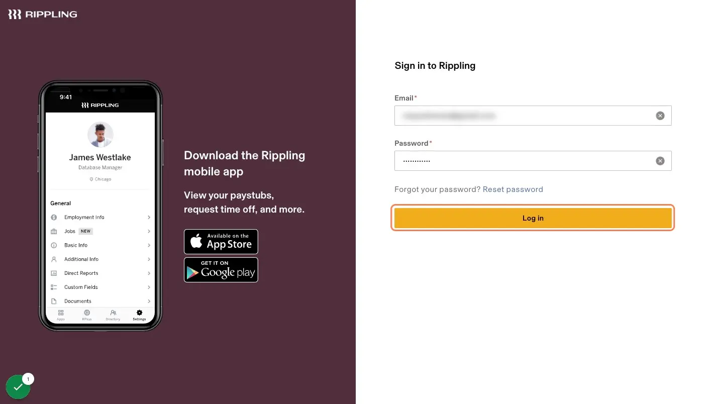 Click on Log in