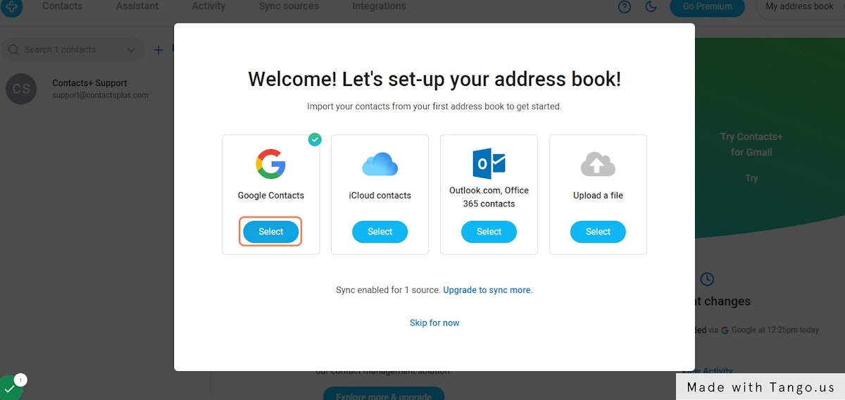 Install Contacts+ for Gmail chrome extension and signup for contactplus.com