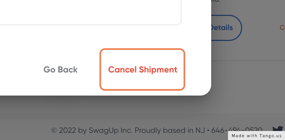 Confirm the cancellation by clicking on "Cancel Shipment"