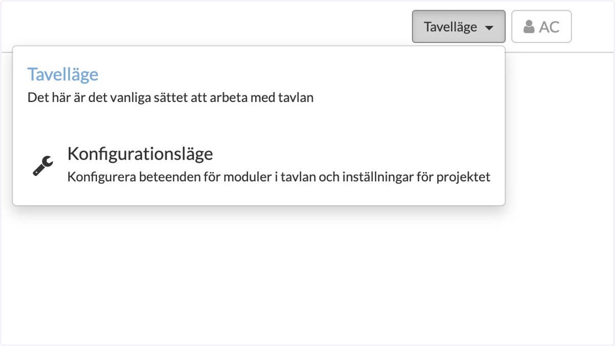 Expandera menyn under "Tavelläge" uppe till höger i tavlan
