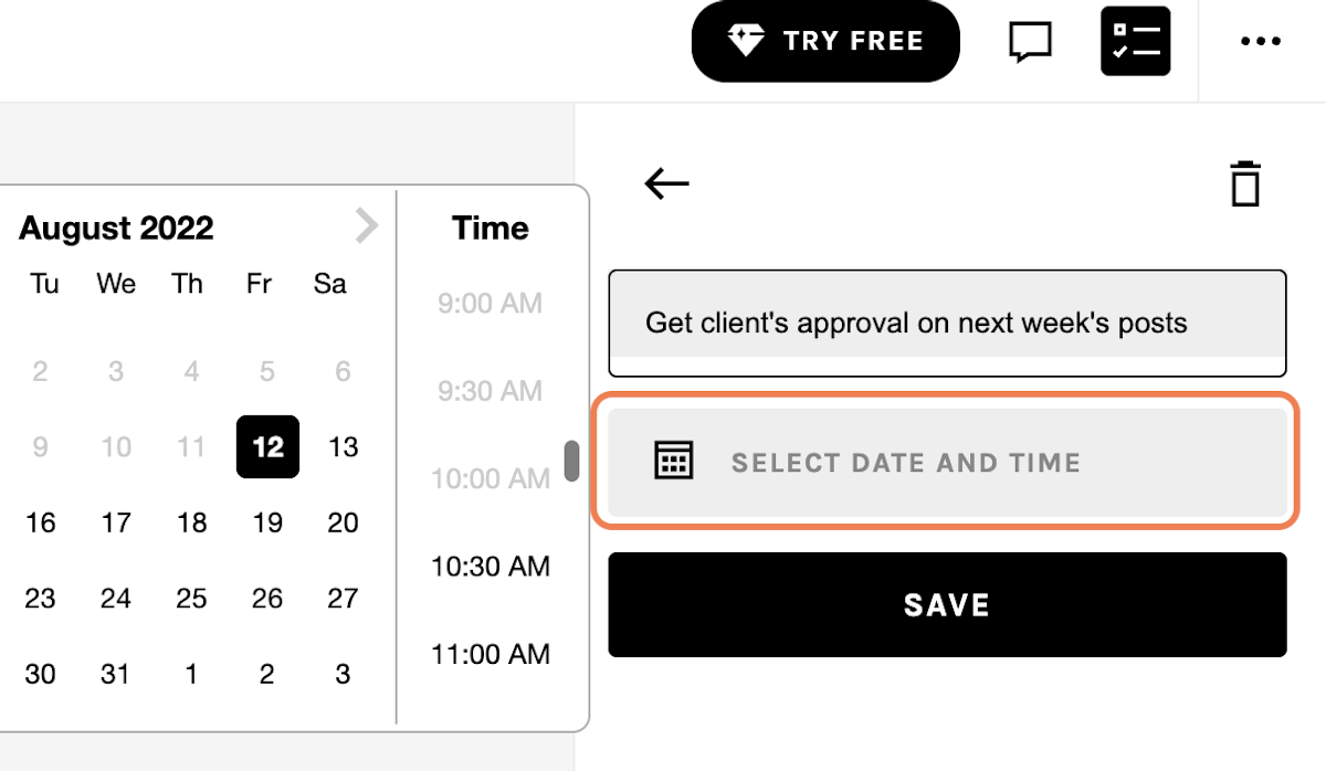 Add date and times to your Todo Items