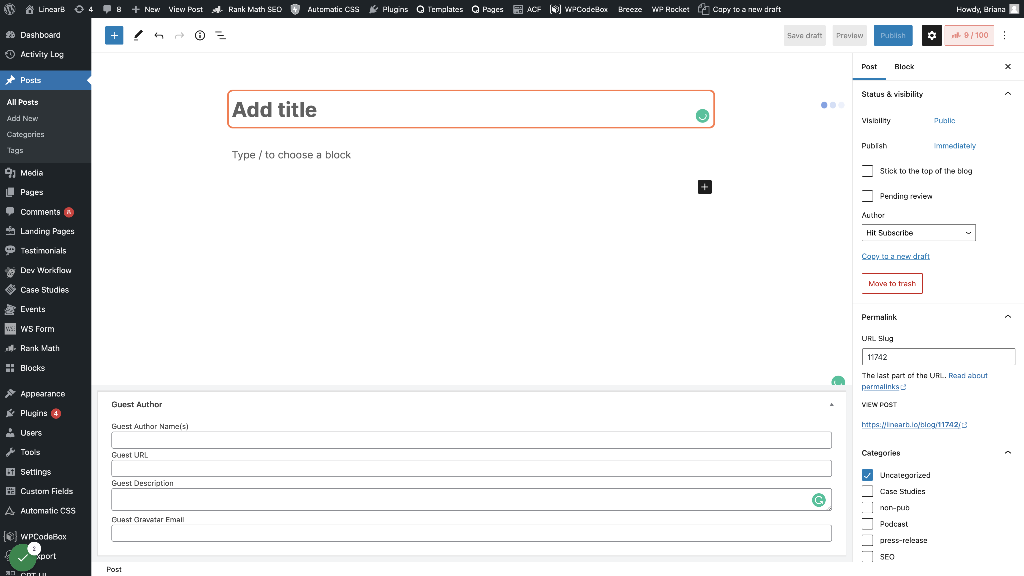 Start a New Post in WordPress