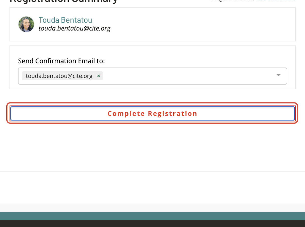 Click on Complete Registration