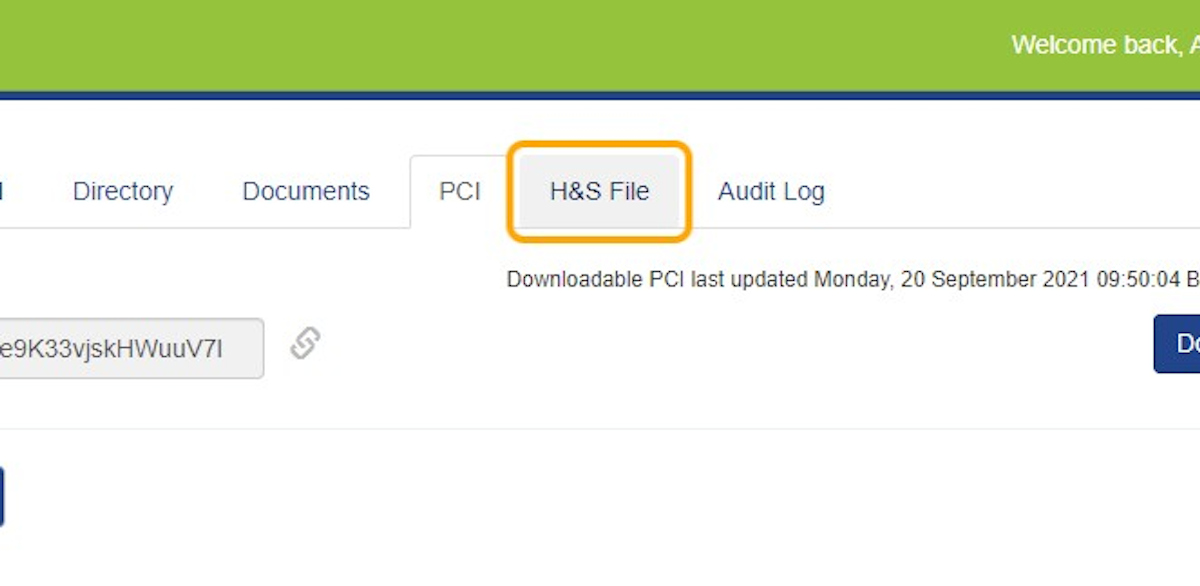Click on H&S File to view files uploaded to the Health & Safety File