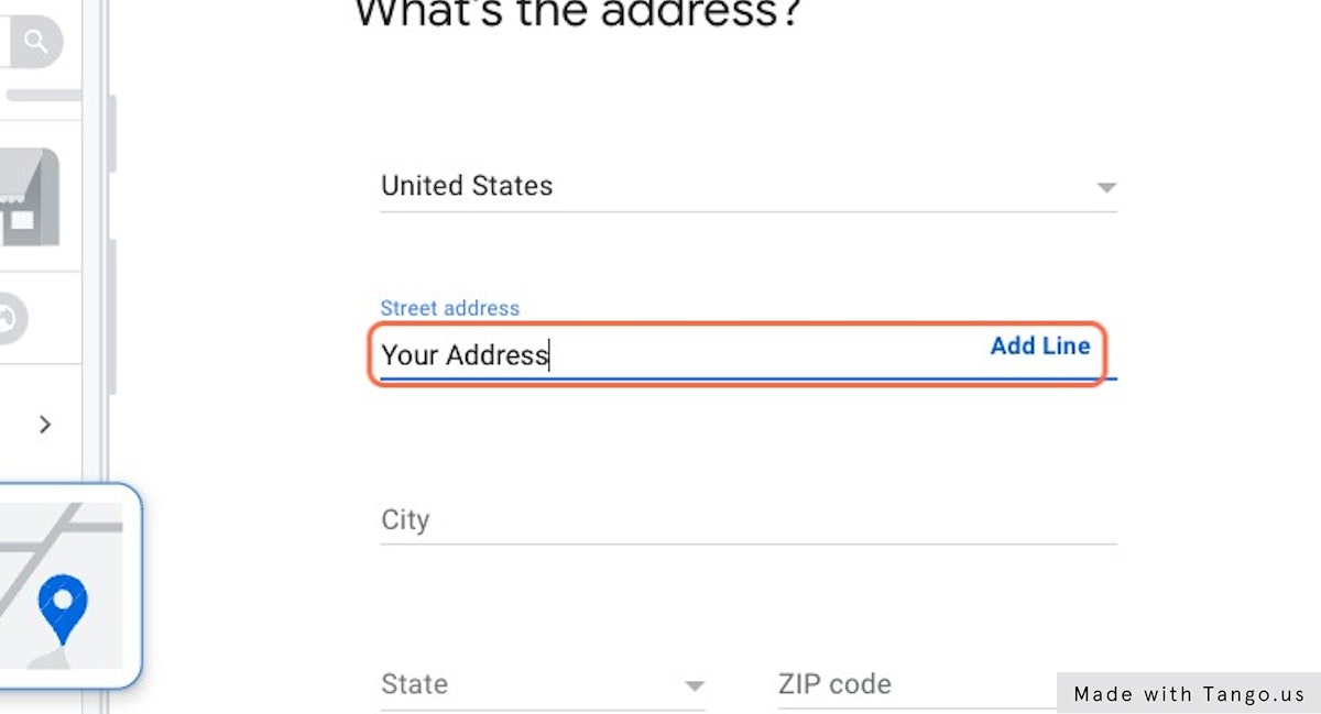 Type "Your Address"