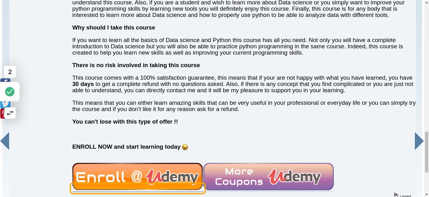 Scroll to the bottom of the post and Click on Enroll button