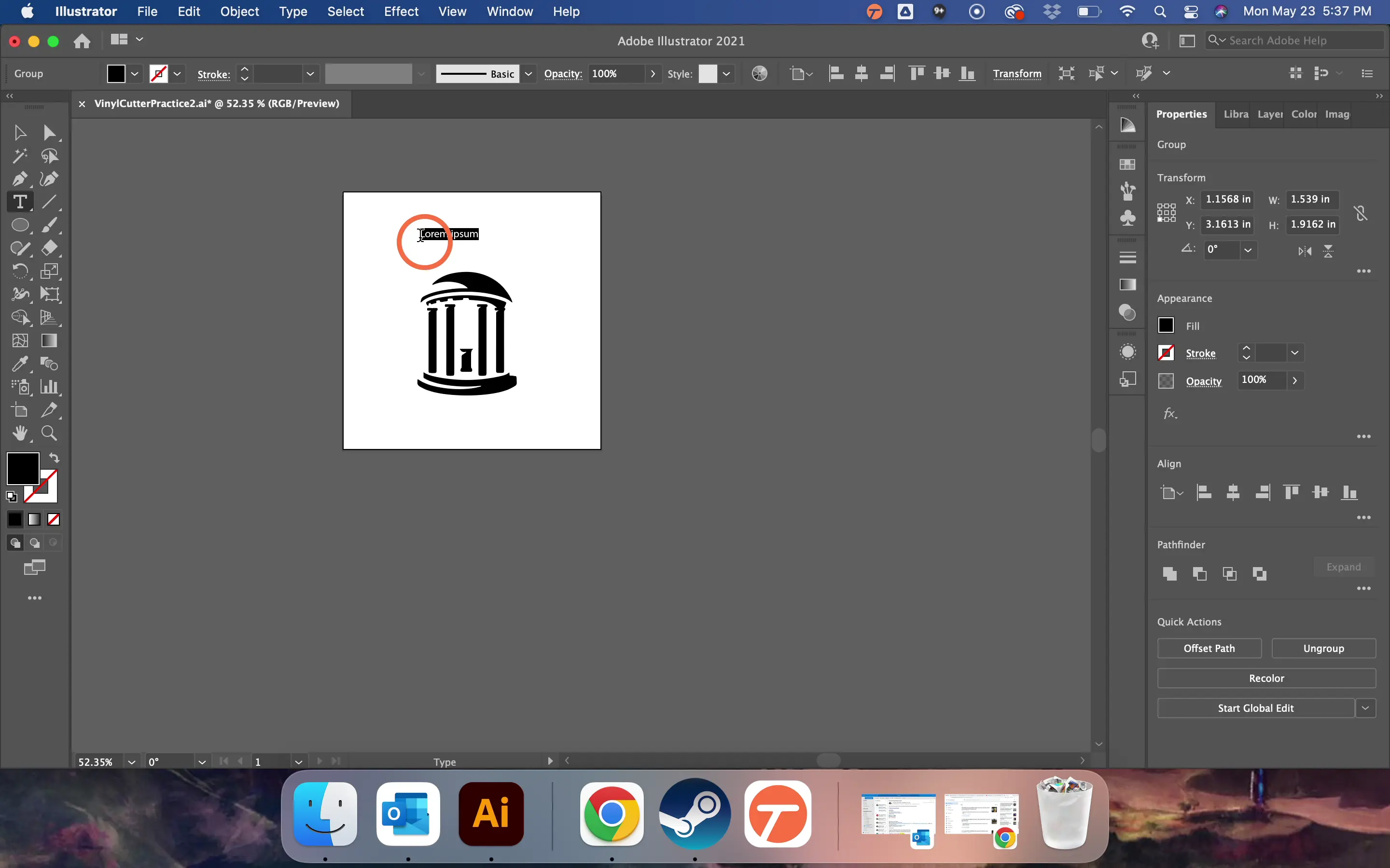 Click anywhere on the canvas to create a text box