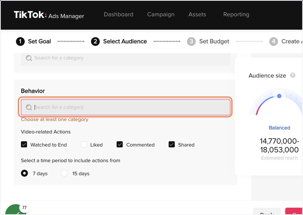 Click on Search for a category
