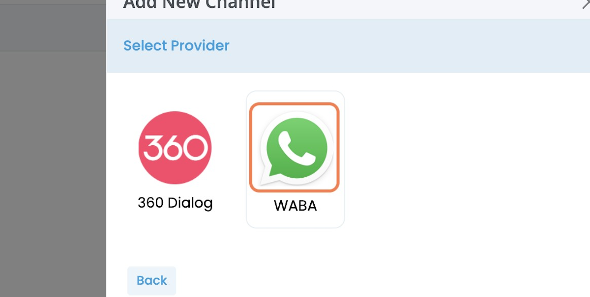 Select Provider Type "WABA"