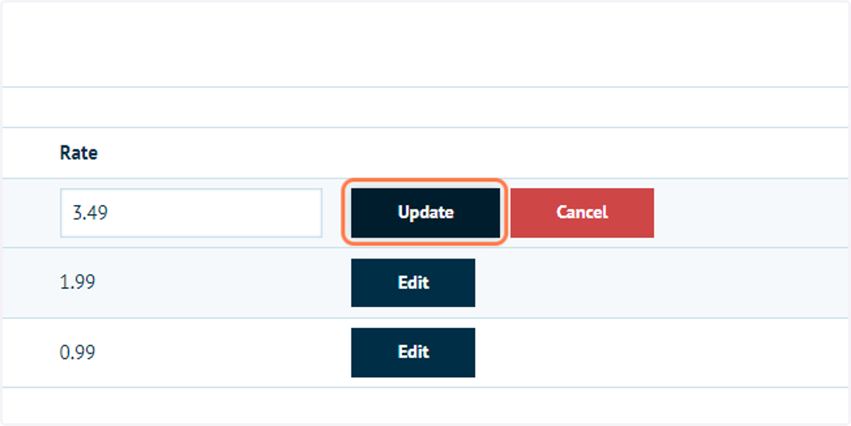 Enter new fixed rate shipping costs and click Update