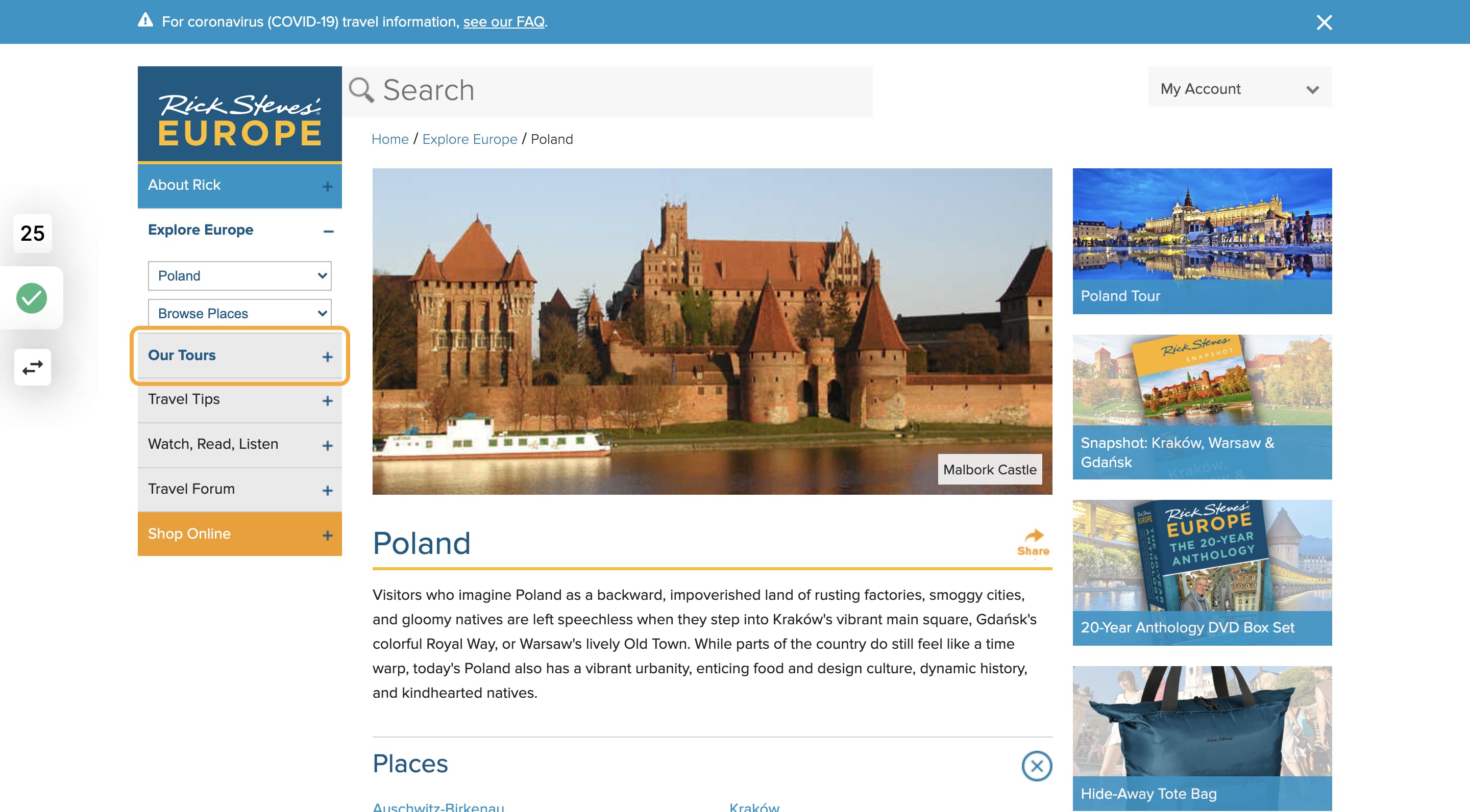 Click on Our Tours