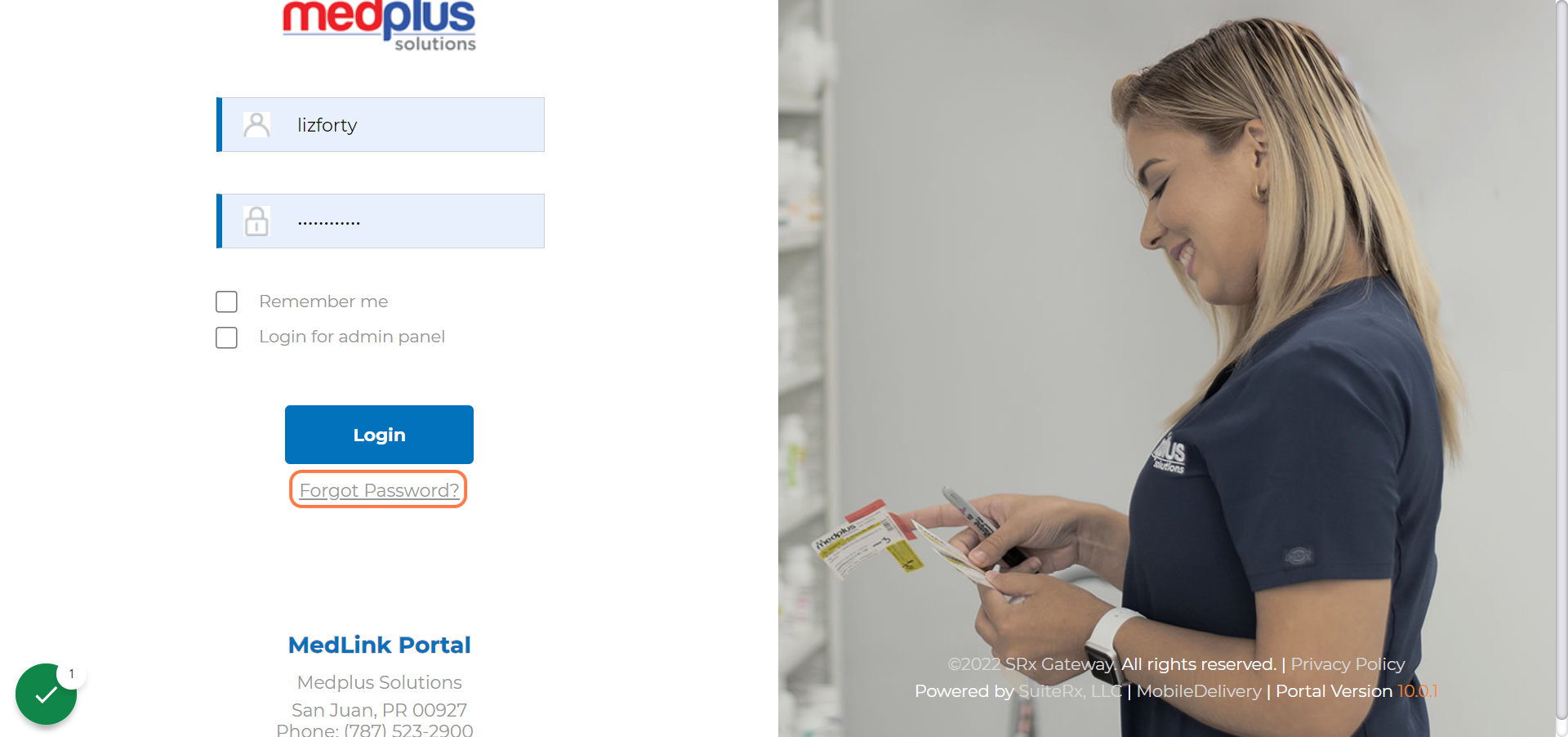 Click en Forgot Password?