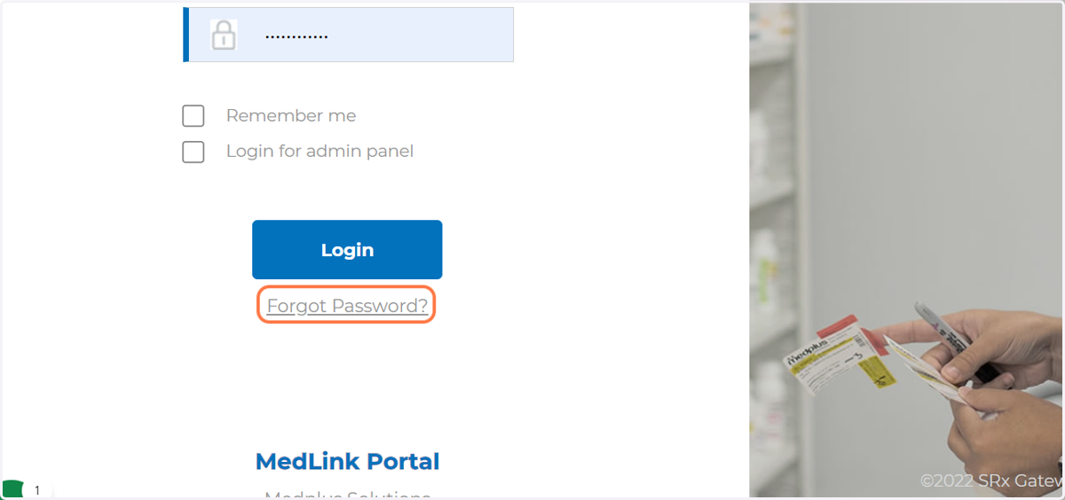 Click en Forgot Password?