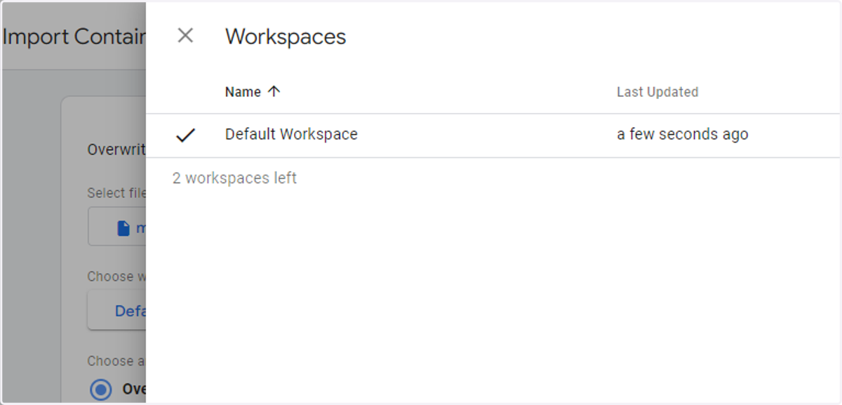Click on Default Workspace…