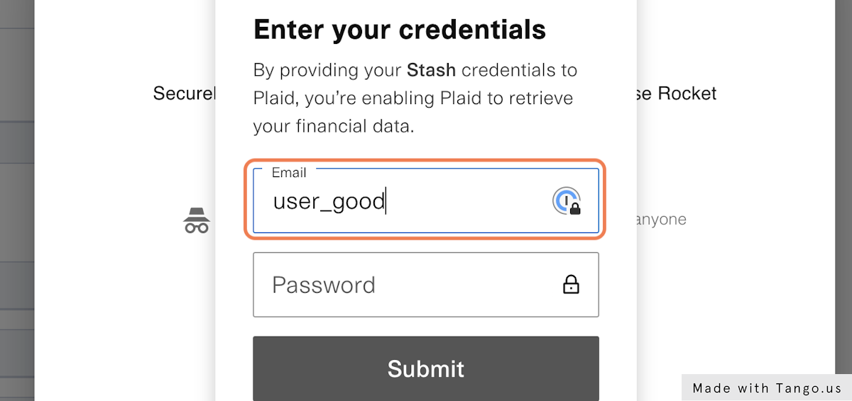 Enter in the email and password you use to login to your bank account