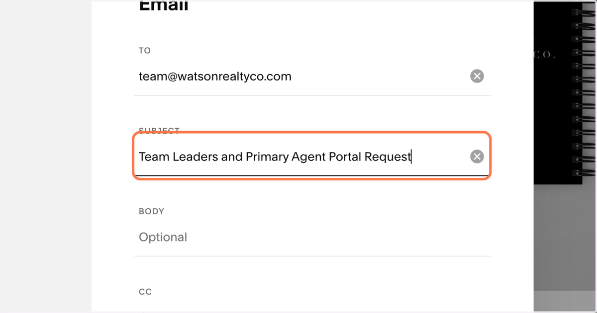 Repeat previous stepsType "Team Leaders and Primary Agent Portal Request"