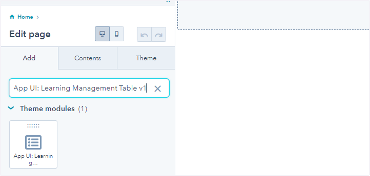 Paste "App UI: Learning Management Table v1" into input