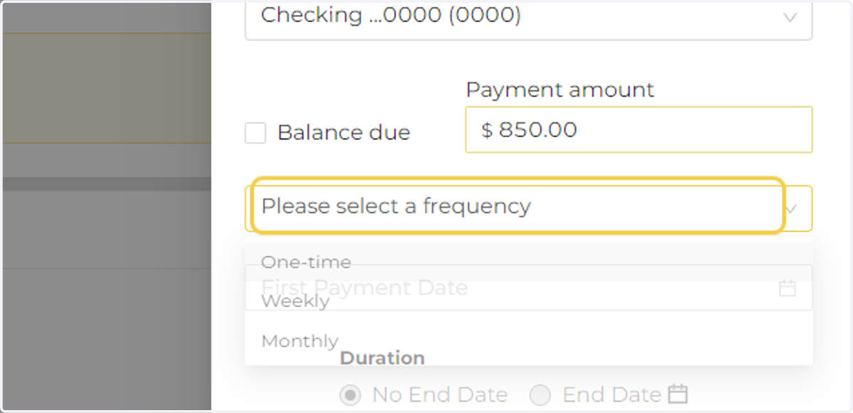 Select a payment frequency