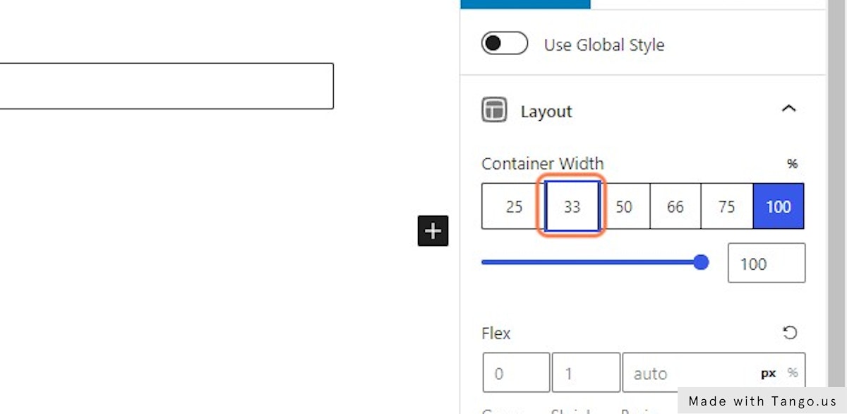 Change the container width to 33%