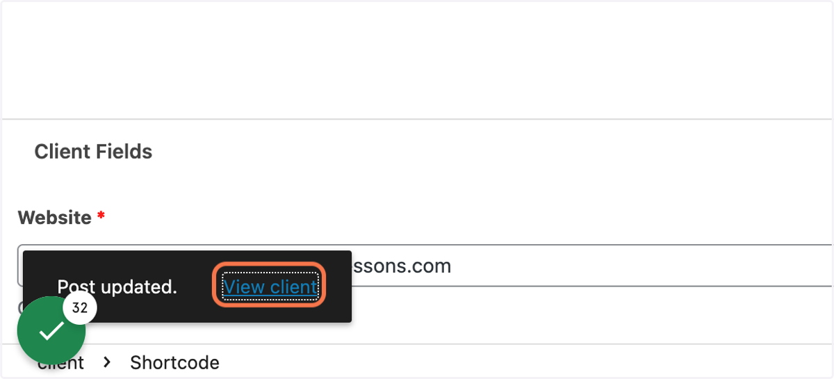 Click on View client