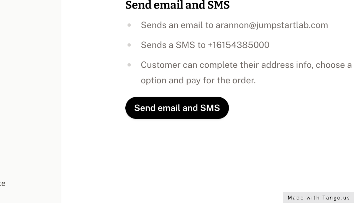 Or you can click "Send email and SMS"