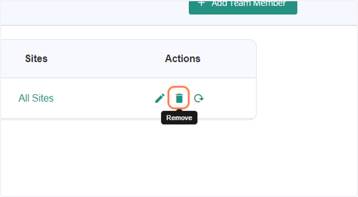 To delete a team member click on remove button