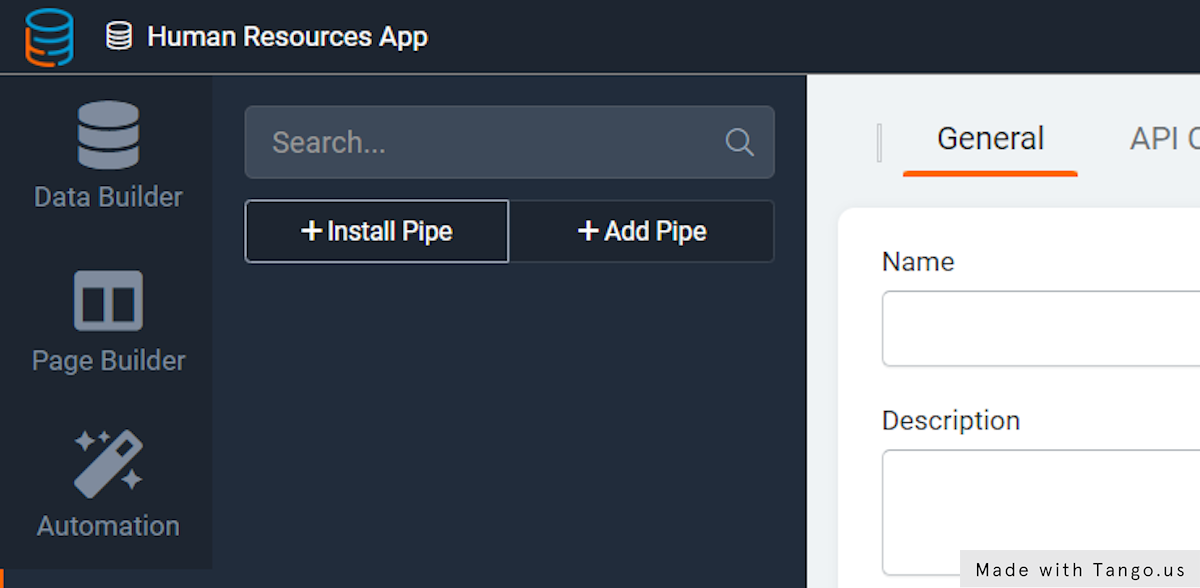 Click on  Install Pipe
