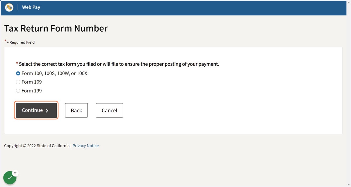 Choose "Form 100, 100S, 100W. or 100X"