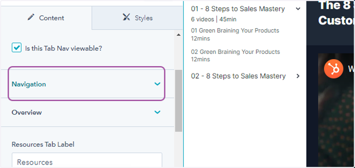 Click on Navigation