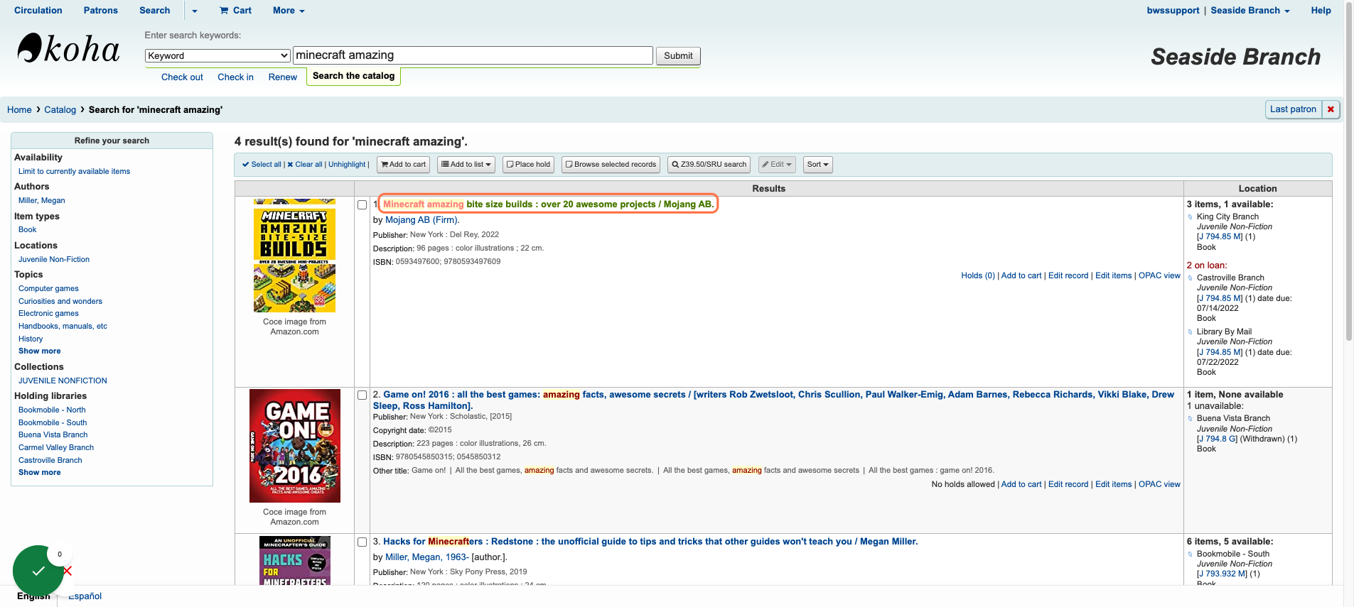 Search for, and click on the record that was corrected.