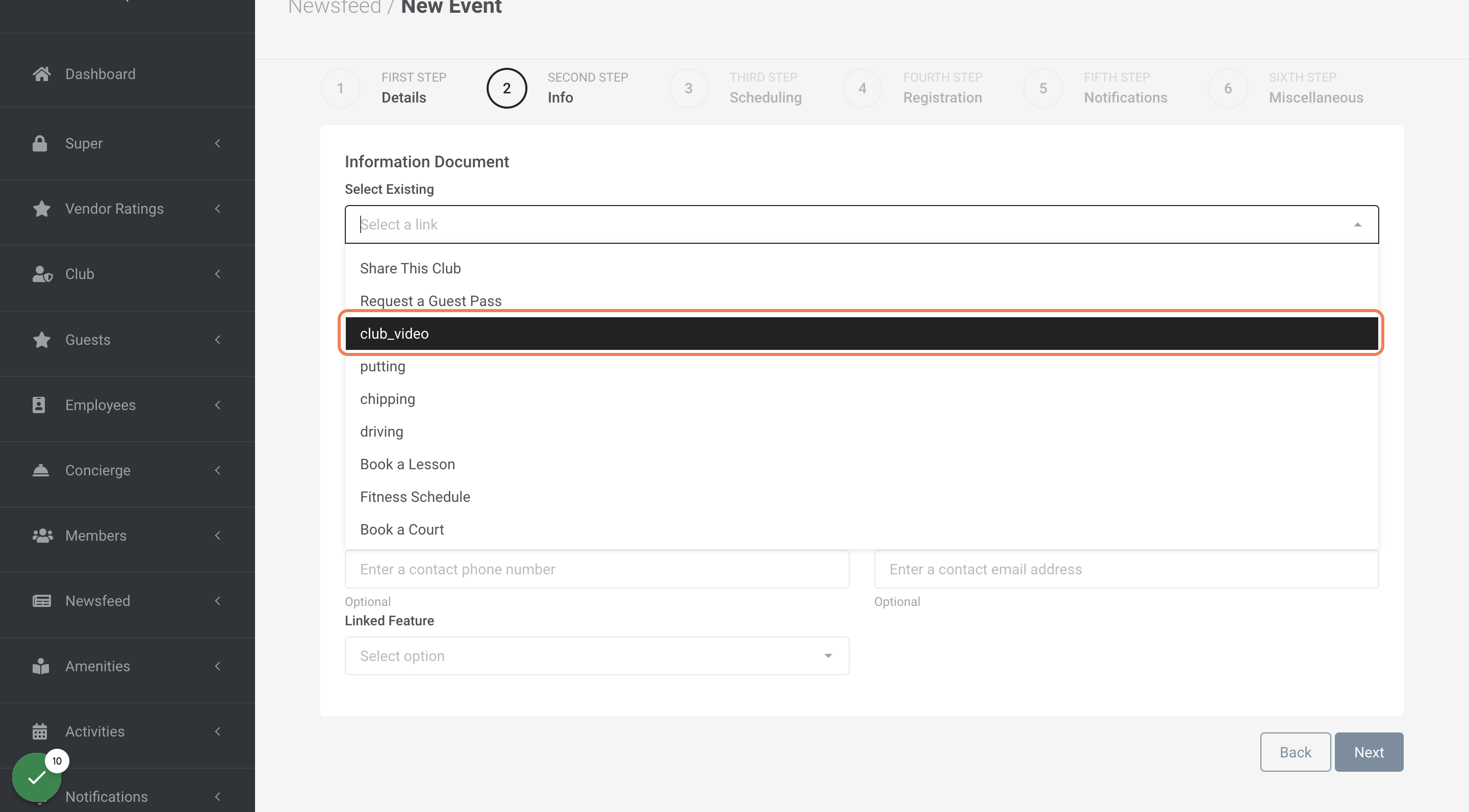 Select existing document from "Select Existing" dropdown.